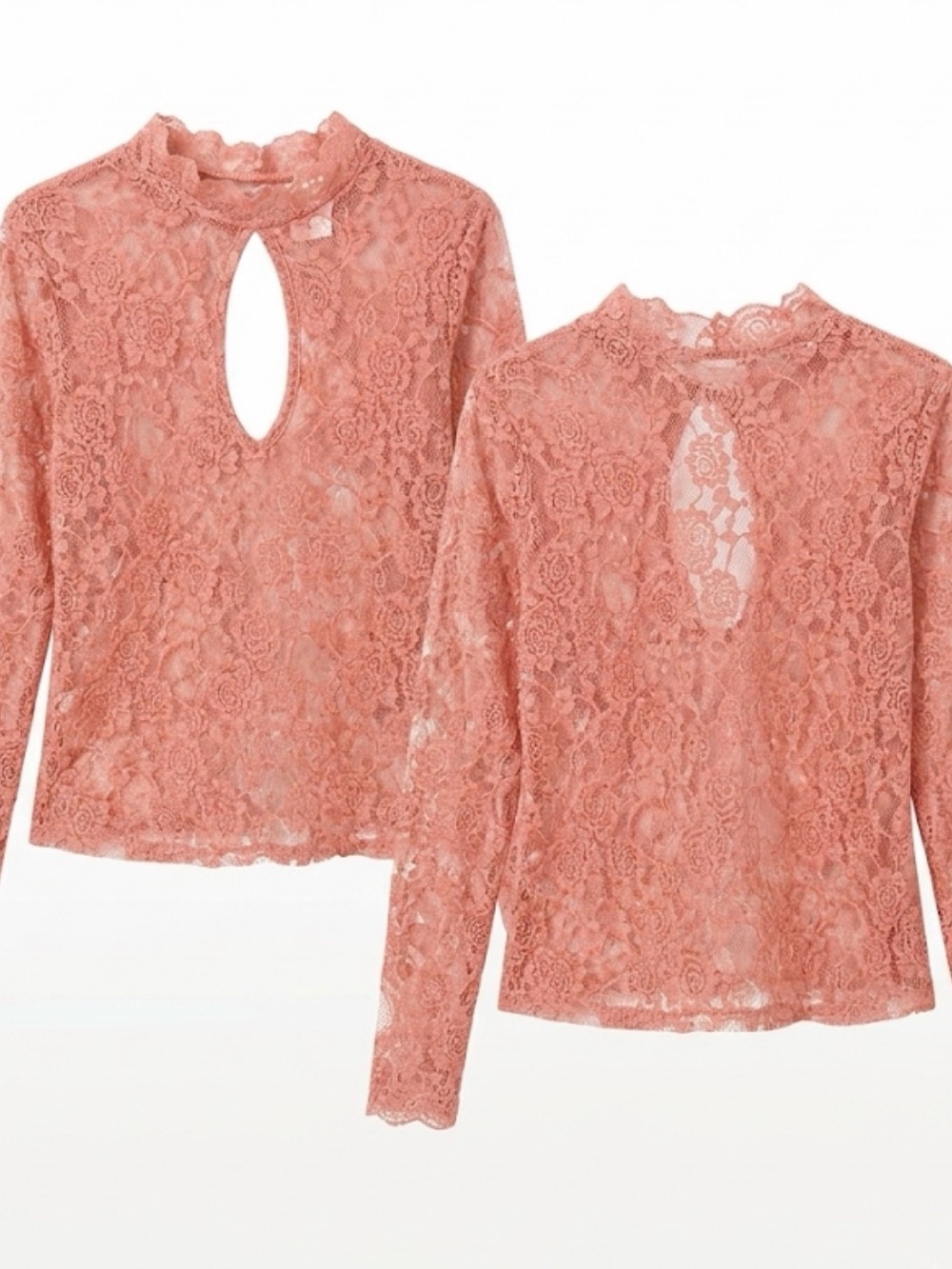 Girls Lace  Long-Sleeve Top - Dusty Rose